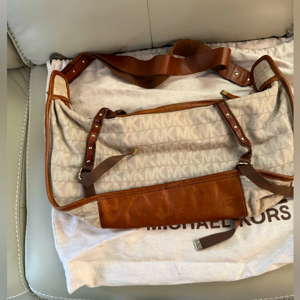 Michael Kors Tan and Cream Vintage Logo Shoulder Bag & MK Duster Bag